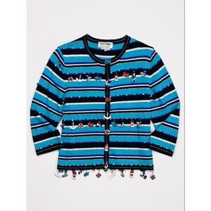Jack B. Quick Nautical Charm Cardigan Blue Striped sweater vintage 90's PM